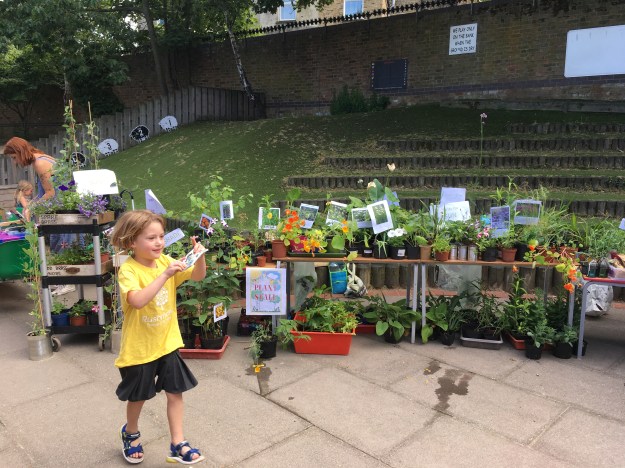 girl running by plants